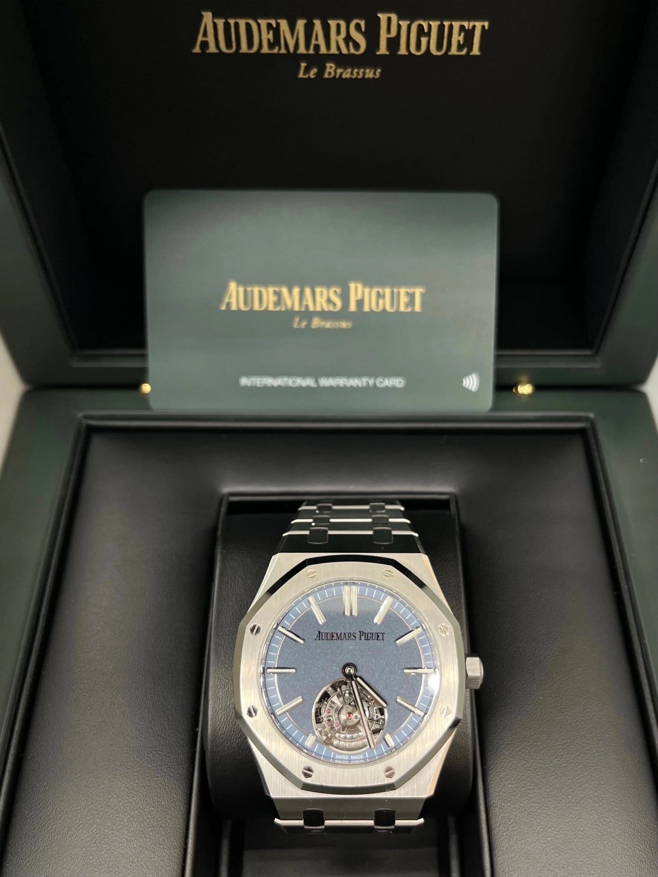 Audemars Piguet Royal Oak Selfwinding Flying Tourbillon 41mm Titanium Smoked Blue Dial Fixed Bezel (Ref 26730TI.OO.1320TI.02) - WatchesOff5thWatch