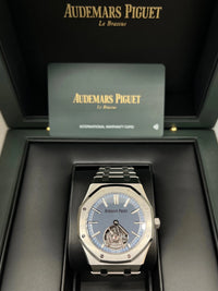 Thumbnail for Audemars Piguet Royal Oak Selfwinding Flying Tourbillon 41mm Titanium Smoked Blue Dial Fixed Bezel (Ref 26730TI.OO.1320TI.02) - WatchesOff5thWatch