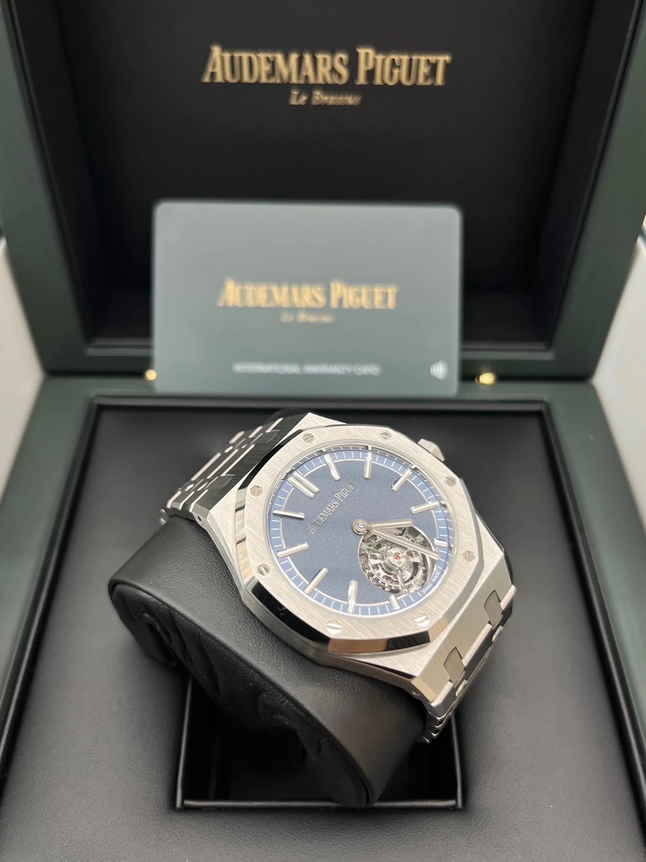 Audemars Piguet Royal Oak Selfwinding Flying Tourbillon 41mm Titanium Smoked Blue Dial Fixed Bezel (Ref 26730TI.OO.1320TI.02) - WatchesOff5thWatch