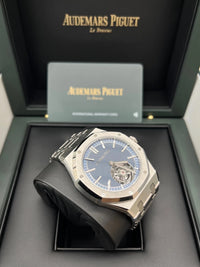 Thumbnail for Audemars Piguet Royal Oak Selfwinding Flying Tourbillon 41mm Titanium Smoked Blue Dial Fixed Bezel (Ref 26730TI.OO.1320TI.02) - WatchesOff5thWatch