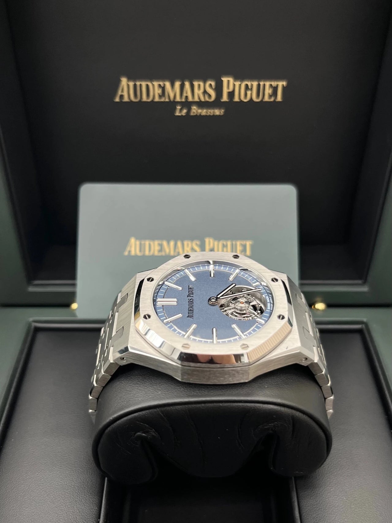 Audemars Piguet Royal Oak Selfwinding Flying Tourbillon 41mm Titanium Smoked Blue Dial Fixed Bezel (Ref 26730TI.OO.1320TI.02) - WatchesOff5thWatch