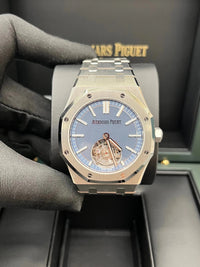 Thumbnail for Audemars Piguet Royal Oak Selfwinding Flying Tourbillon 41mm Titanium Smoked Blue Dial Fixed Bezel (Ref 26730TI.OO.1320TI.02) - WatchesOff5thWatch