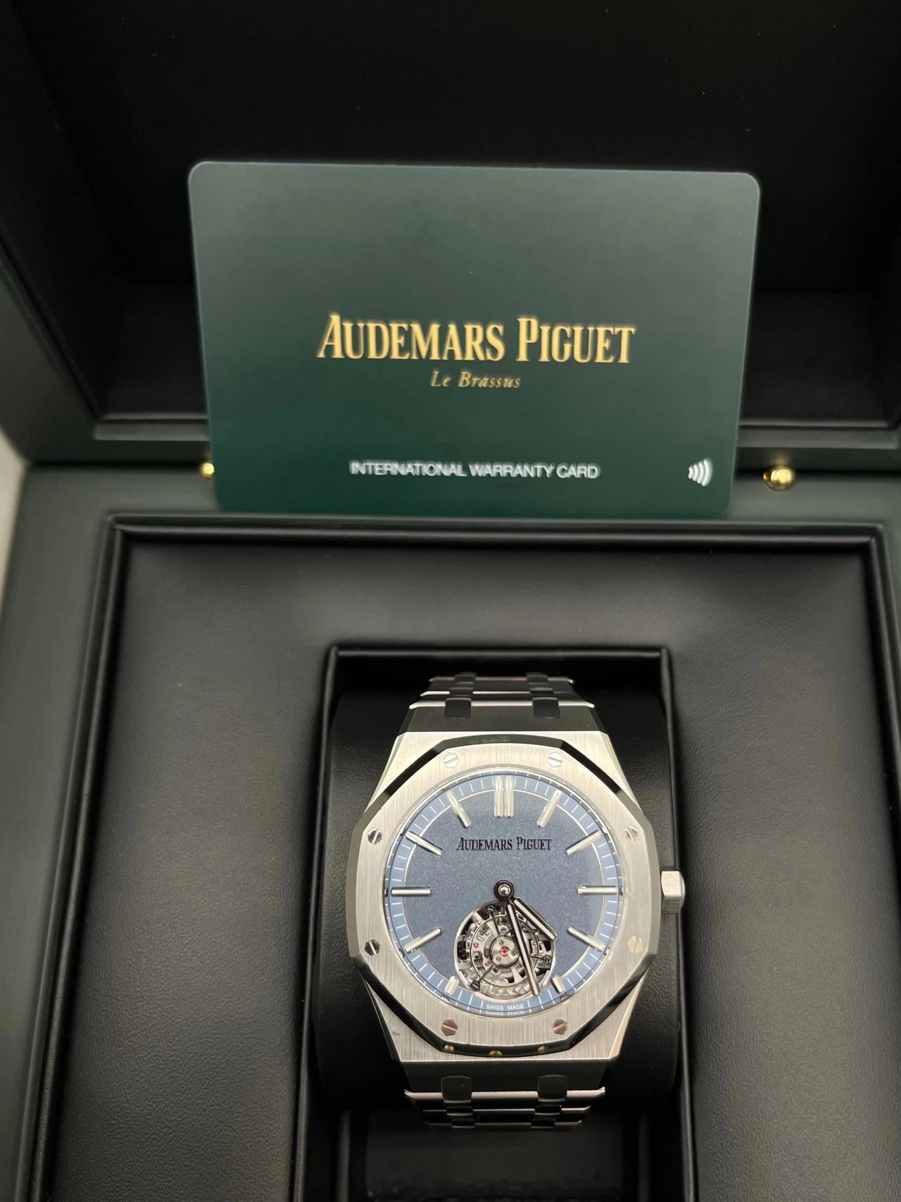 Audemars Piguet Royal Oak Selfwinding Flying Tourbillon 41mm Titanium Smoked Blue Dial Fixed Bezel (Ref 26730TI.OO.1320TI.02) - WatchesOff5thWatch