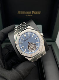 Thumbnail for Audemars Piguet Royal Oak Selfwinding Flying Tourbillon 41mm Titanium Smoked Blue Dial Fixed Bezel (Ref 26730TI.OO.1320TI.02) - WatchesOff5thWatch