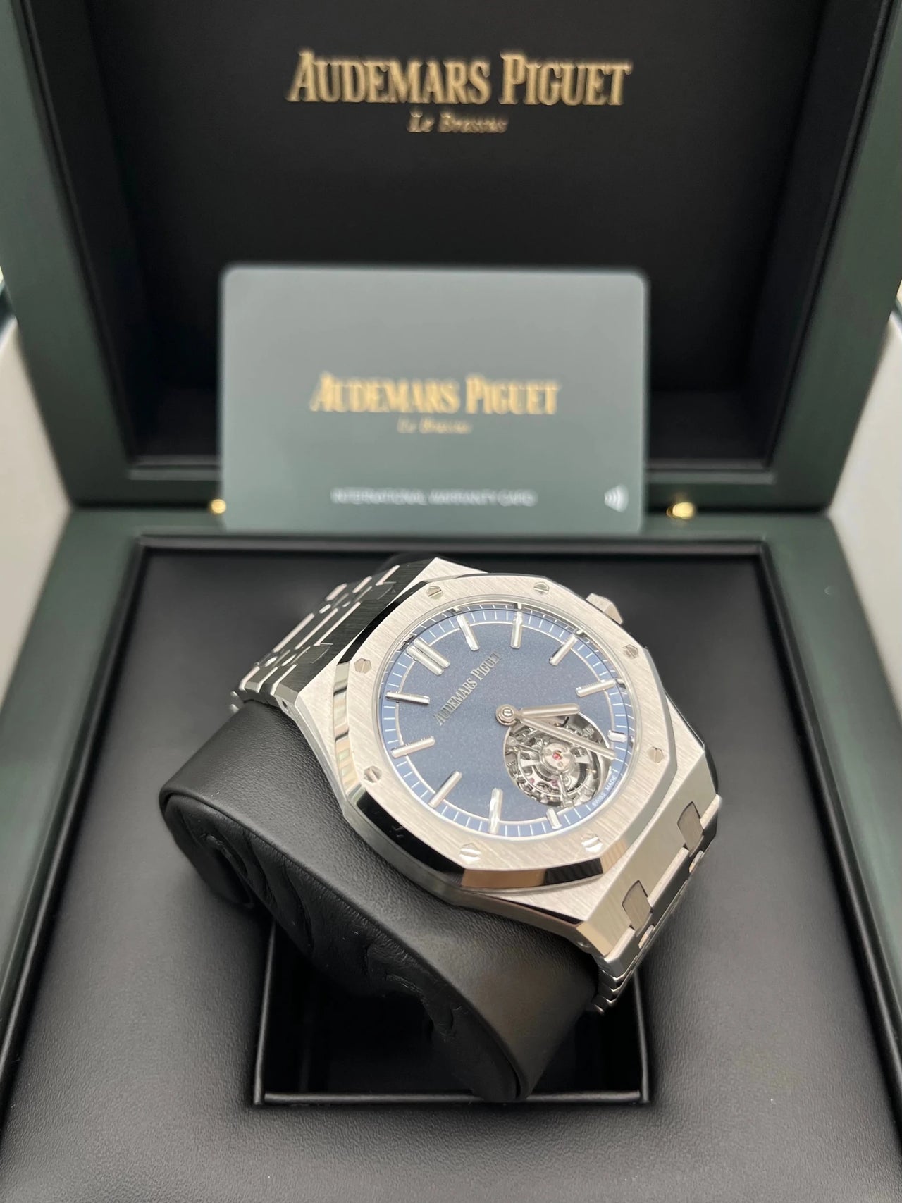 Audemars Piguet Royal Oak Selfwinding Flying Tourbillon 41mm Titanium Smoked Blue Dial Fixed Bezel (Ref 26730TI.OO.1320TI.02) - WatchesOff5thWatch