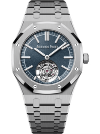 Thumbnail for Audemars Piguet Royal Oak Selfwinding Flying Tourbillon 41mm Titanium Smoked Blue Dial Fixed Bezel (Ref 26730TI.OO.1320TI.02) - WatchesOff5thWatch