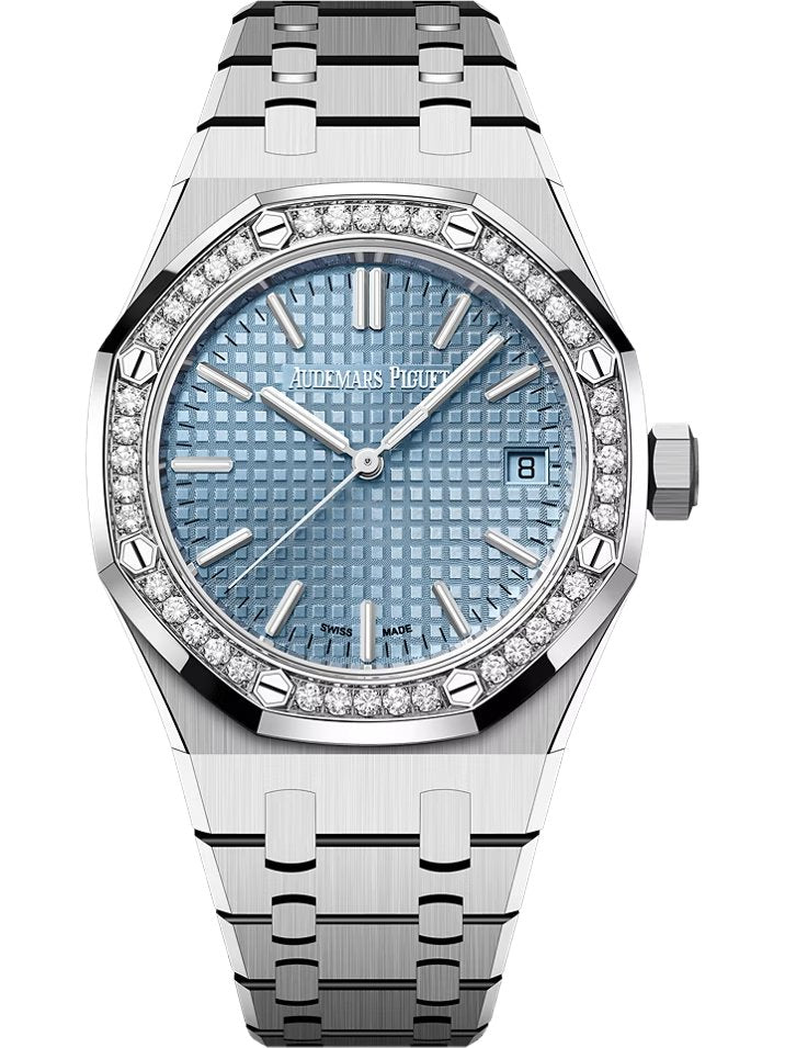 Audemars Piguet Royal Oak Selfwinding Ice Blue Dial Diamond Bezel 15551ST.ZZ.1356ST.04 - WatchesOff5th