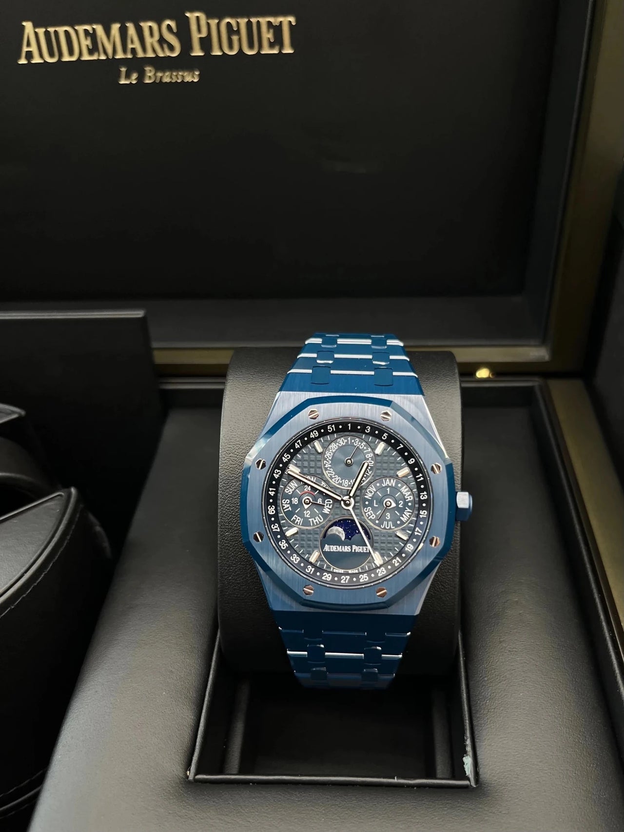 Audemars Piguet Royal Oak Selfwinding Perpetual Calendar 41mm Bleu Nuit Ceramic Blue Dial Fixed Bezel (Ref 26674CD.OO.1225CD.01) - WatchesOff5thWatch