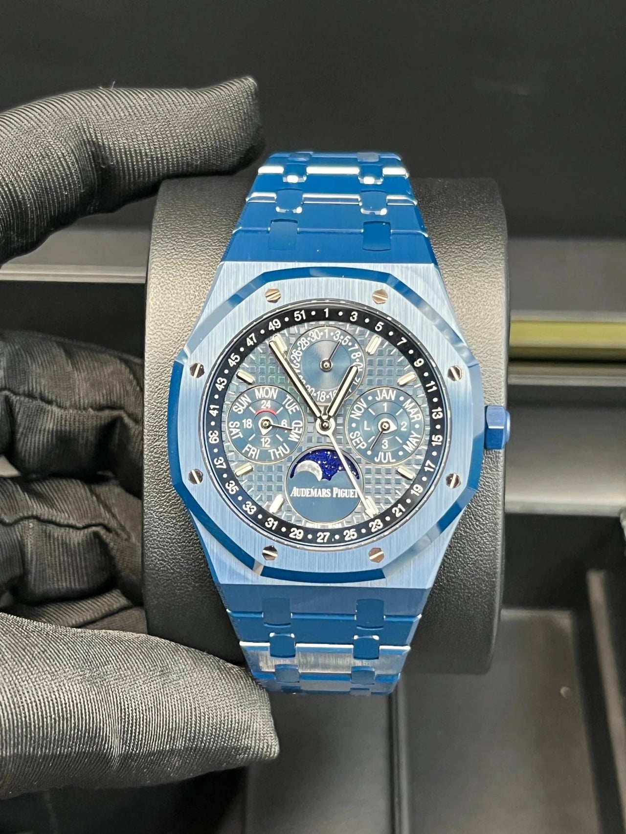 Audemars Piguet Royal Oak Selfwinding Perpetual Calendar 41mm Bleu Nuit Ceramic Blue Dial Fixed Bezel (Ref 26674CD.OO.1225CD.01) - WatchesOff5thWatch