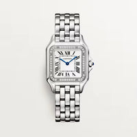 Thumbnail for Cartier Panthère Medium Model 27mm Steel Silvered Roman Dial Diamond Bezel Steel Bracelet (Ref W4PN0018) deposit - WatchesOff5thWatch