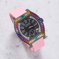 Thumbnail for F.P. Journe Élégante Gino's Dream 48mm Titalyt Titanium Black Dial Rainbow Baguette Bezel (Ref ELHT) - WatchesOff5thWatch
