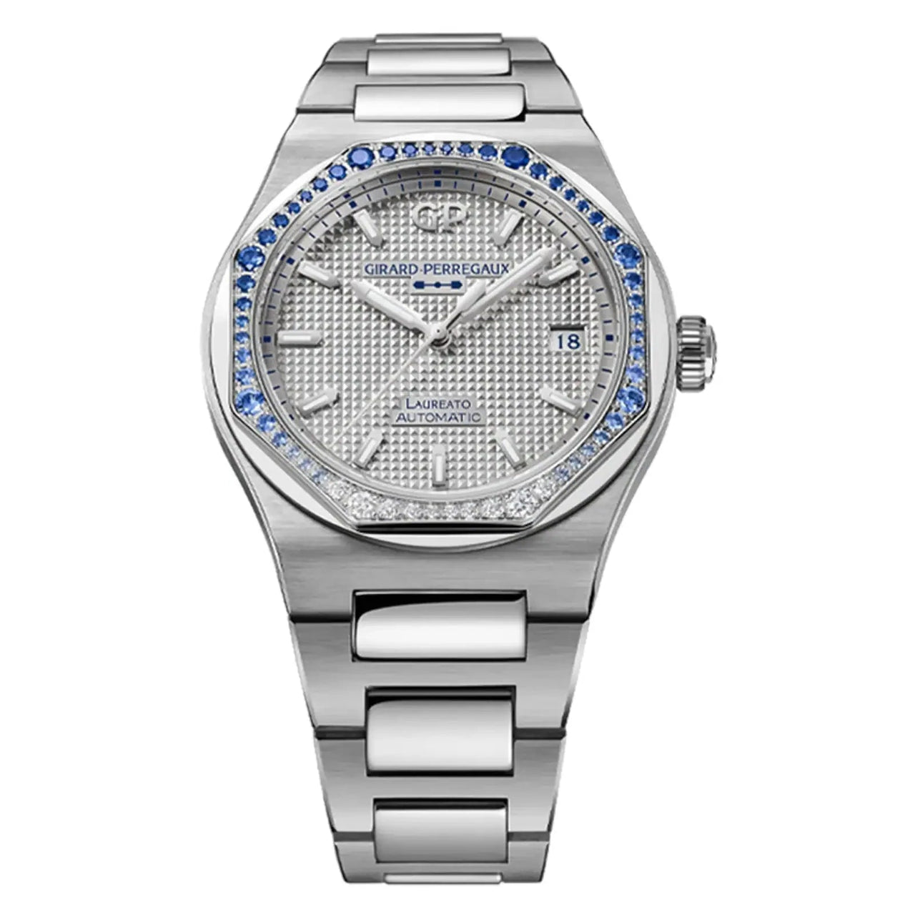 Girard - Perregaux Laureato 38mm Sapphire & Diamond — Rhodium Hobnail Dial, Stainless Steel Case & Integrated Bracelet 81005 - 11S3464 - 1CM - WatchesOff5thWristwatch
