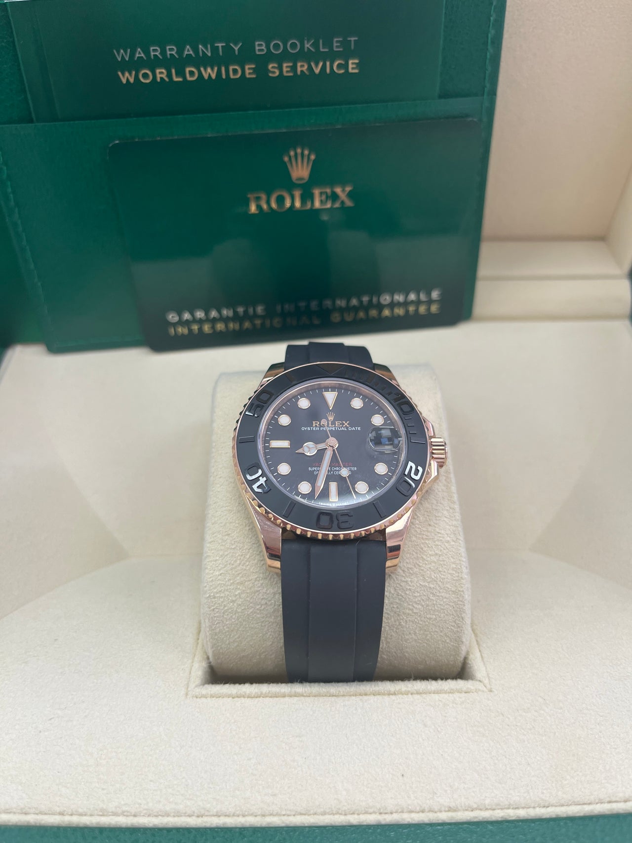 Rolex Yacht-Master 37mm Rose Gold - Black Dial - Oysterflex Strap (Ref# 268655)