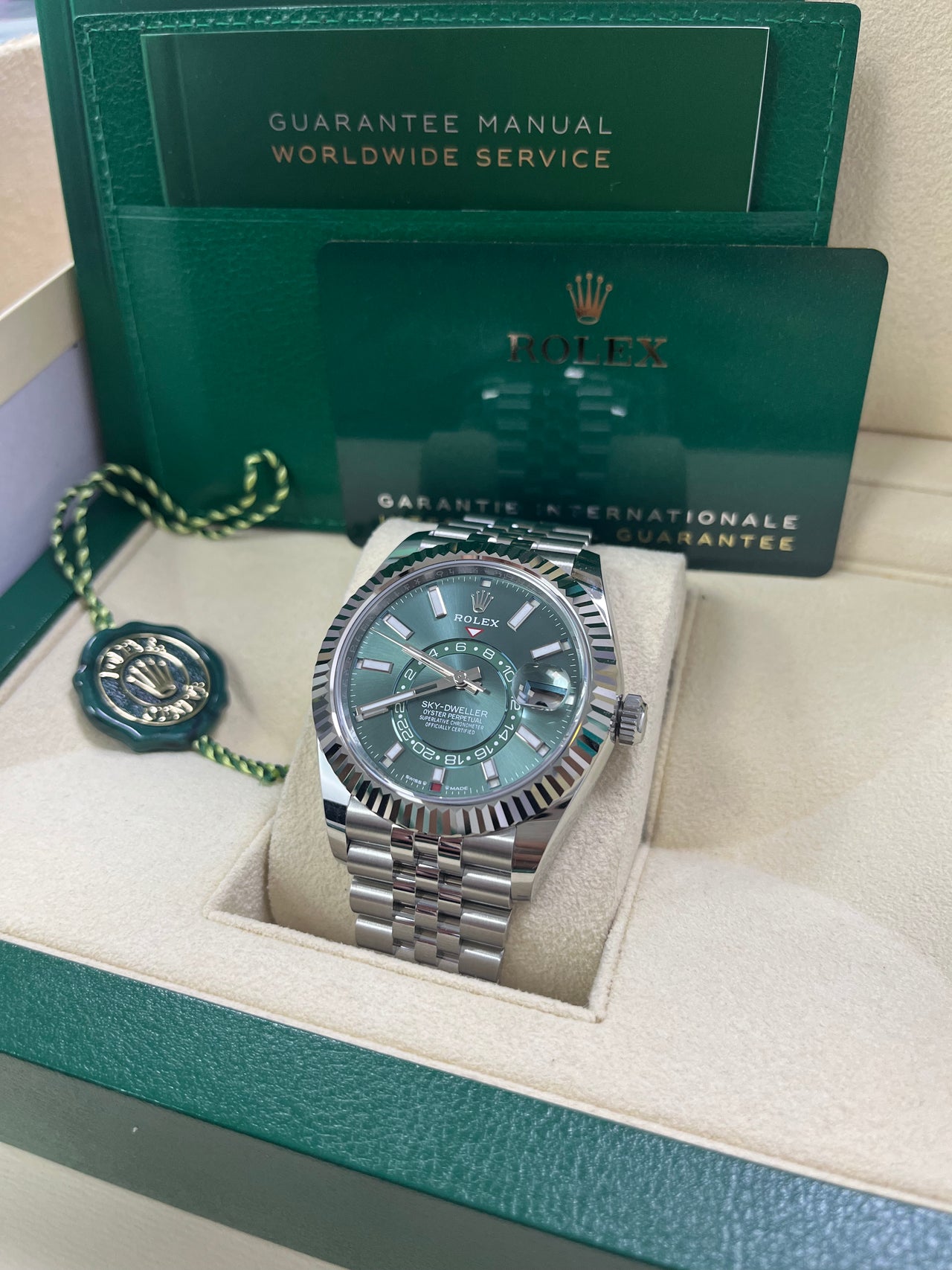 Rolex Sky-Dweller Mint Green Index Dial - Jubilee Bracelet 336934