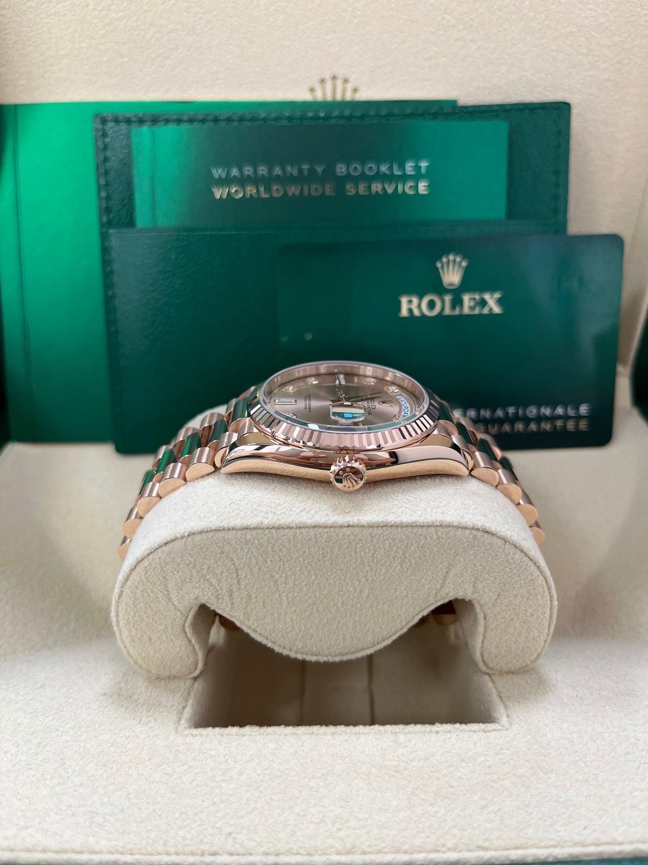 Rolex Day-Date 36 Everose Gold Day-Date 36 Watch - Fluted Bezel - Rosé Diamond Dial - President 128235