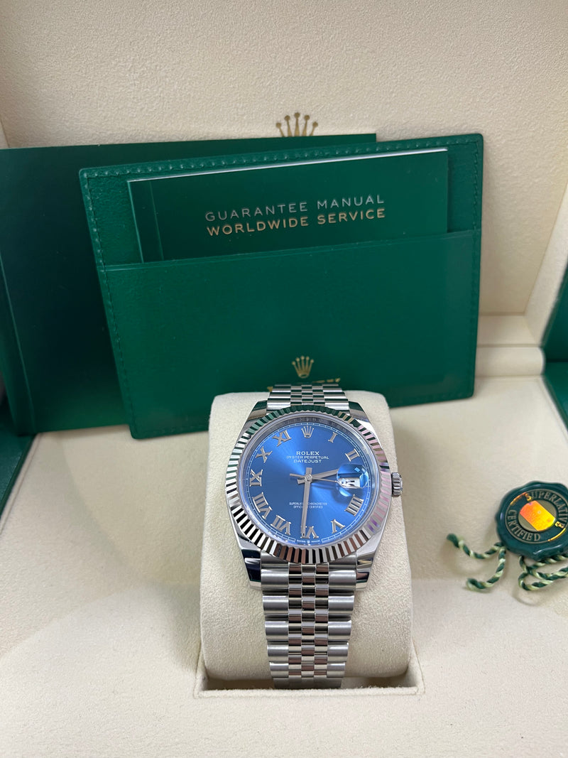 Rolex Datejust 41 Two-Tone White Gold & Steel - Blue Roman Dial - Fluted Bezel (Ref# 126334)