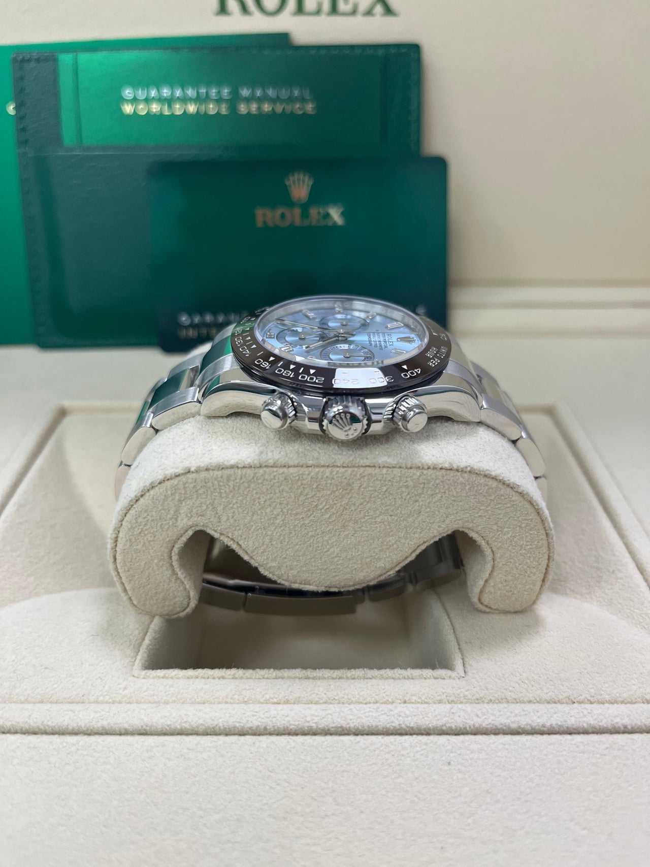 Rolex Daytona Platinum 40mm Ice Blue Diamond Baguette Dial (Ref # 116506)