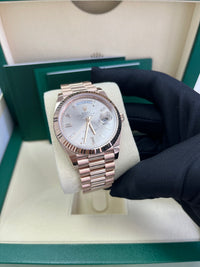 Thumbnail for Rolex Day-Date 40 Fluted Bezel Sundust Baguette Diamond Dial President Bracelet 228235