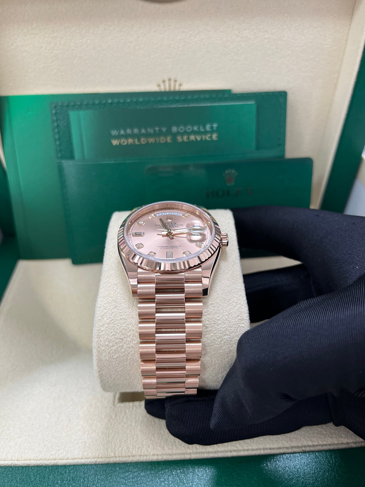 Rolex Day-Date 36 Everose Gold Day-Date 36 Watch - Fluted Bezel - Rosé Diamond Dial - President 128235