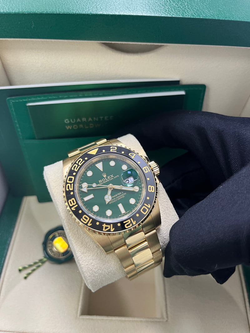 Rolex GMT Master II 116718LN Green Dial Yellow Gold Reference