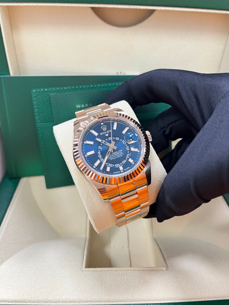 Rolex sky dweller sales blue on wrist