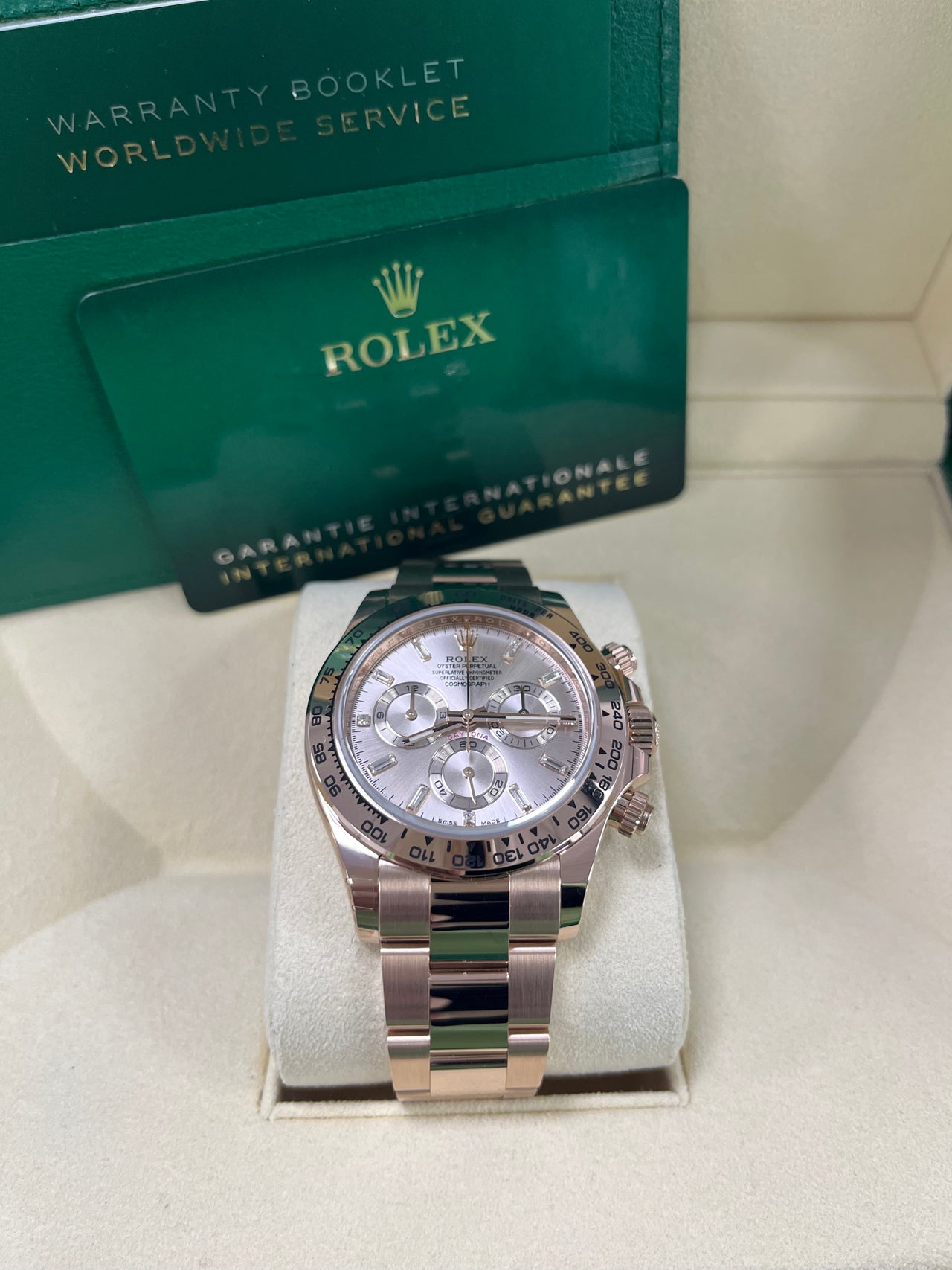 Rolex Daytona Everose Gold Rose Diamond Baguette 40mm Dial Oyster Bracelet Ref# (116505)