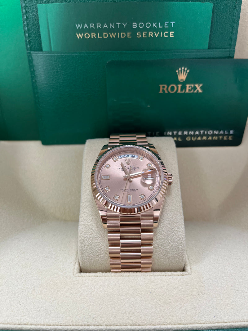 Rolex Day-Date 36 Everose Gold Day-Date 36 Watch - Fluted Bezel - Rosé Diamond Dial - President 128235