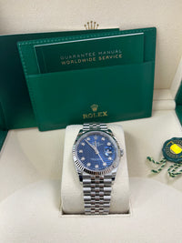 Thumbnail for Rolex Datejust 36 Fluted Bezel Bright Blue Fluted Motif Diamond Dial Jubilee Bracelet 126234