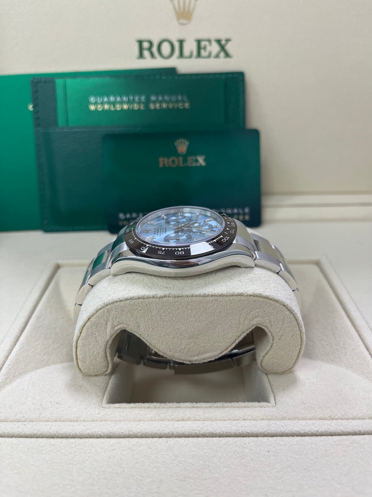 Rolex Daytona Platinum 40mm Ice Blue Diamond Baguette Dial (Ref # 116506)