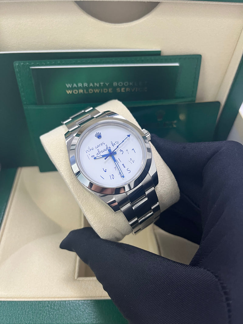 Rolex Steel Milgauss Watch Green Crystal 116400GV Custom Mad in