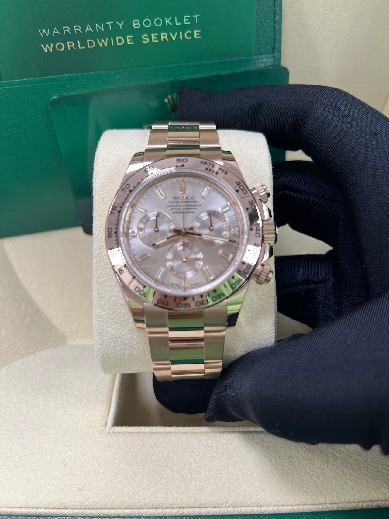 Rolex Daytona Everose Gold Rose Diamond Baguette 40mm Dial Oyster Bracelet Ref# (116505)