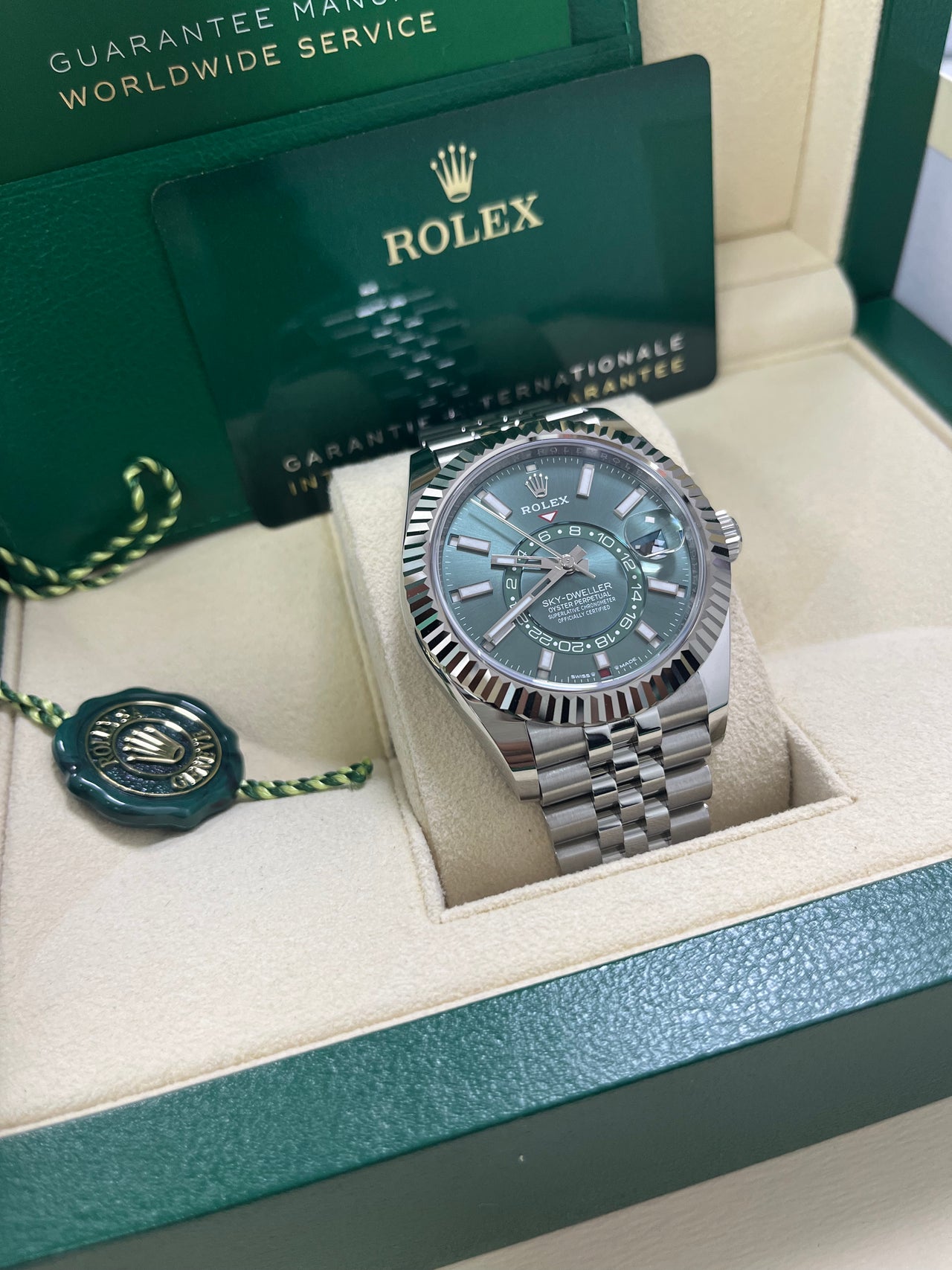 Rolex Sky-Dweller Mint Green Index Dial - Jubilee Bracelet 336934