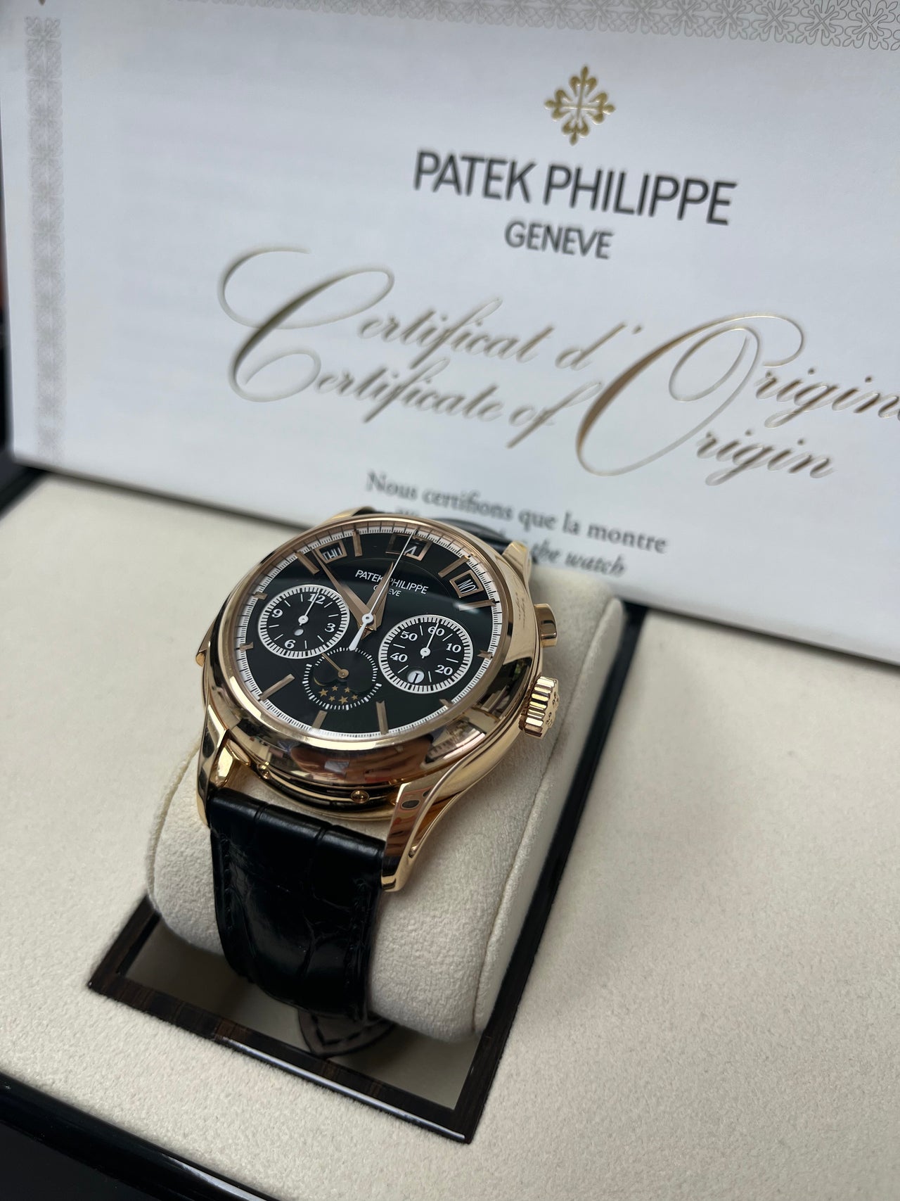 Patek Philippe Grand Complications (submodel) Rose Gold Black Dial 5208R-001