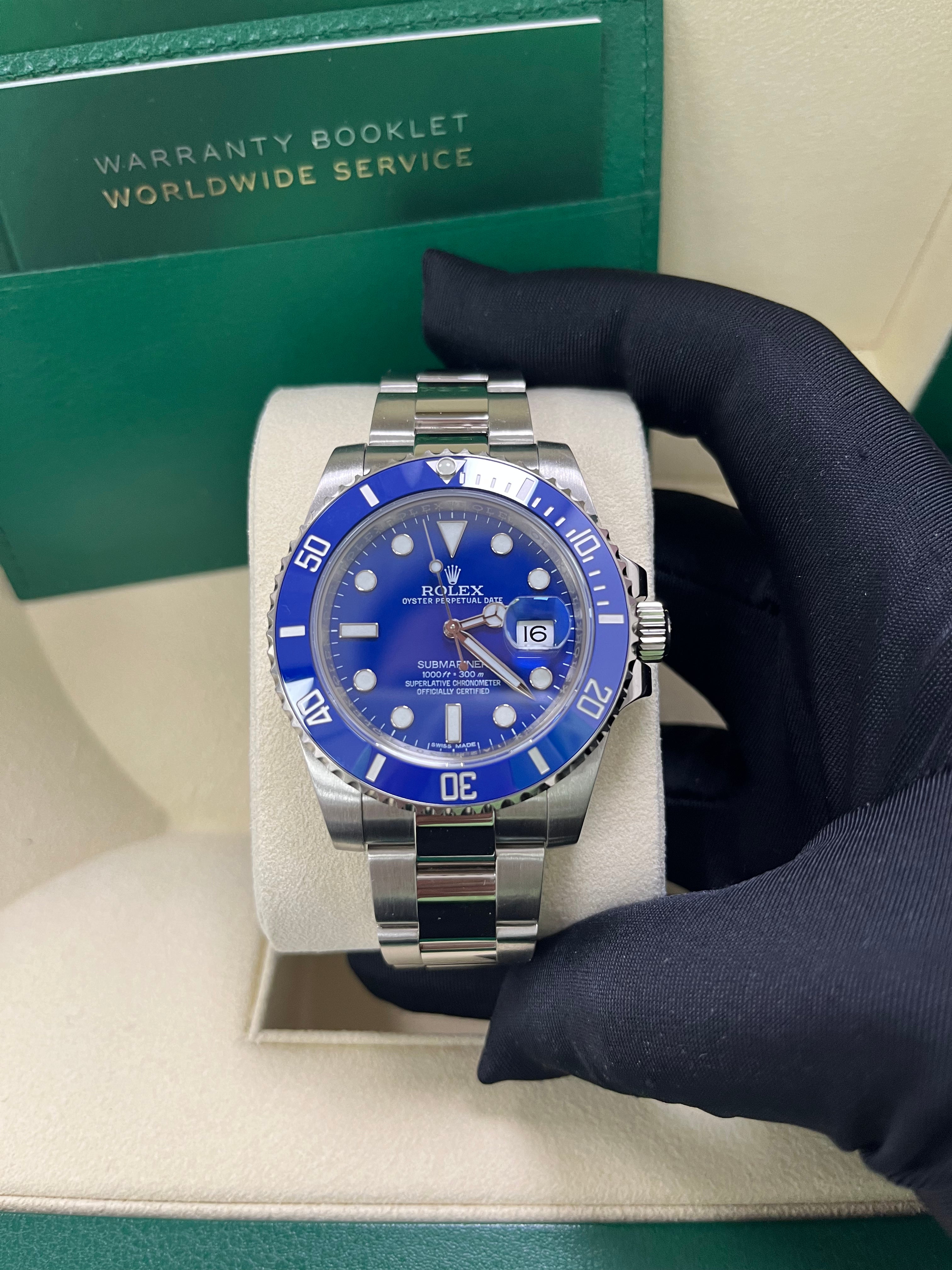 Rolex Submariner Date 40mm White Gold Blue Dial Smurf (Reference 116619LB)