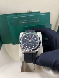 Thumbnail for Rolex Sky-Dweller White Gold Fluted Bezel Black Index Dial Oysterflex Strap 336239