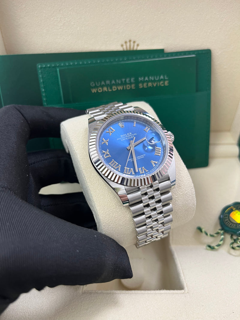 Rolex Datejust 41 Two-Tone White Gold & Steel - Blue Roman Dial - Fluted Bezel (Ref# 126334)