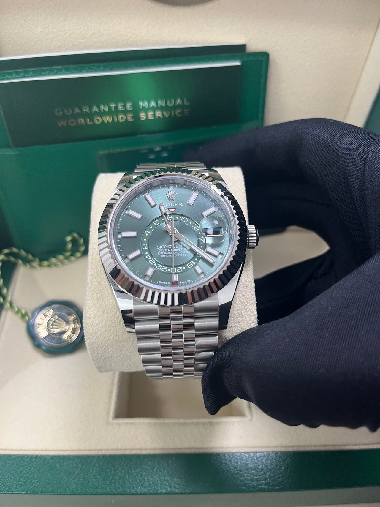 Rolex Sky-Dweller Mint Green Index Dial - Jubilee Bracelet 336934