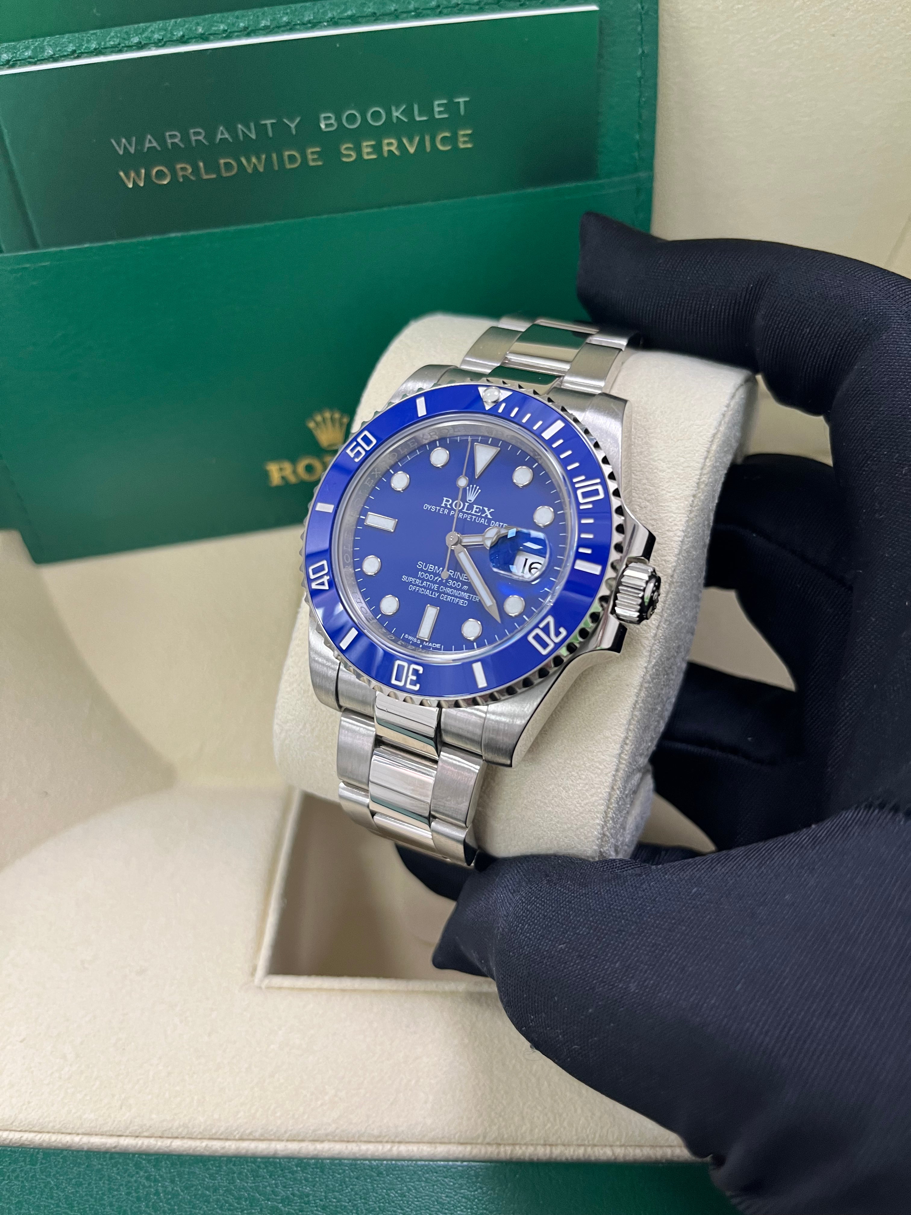 Rolex Submariner Date 40mm White Gold Blue Dial Smurf (Reference 116619LB)