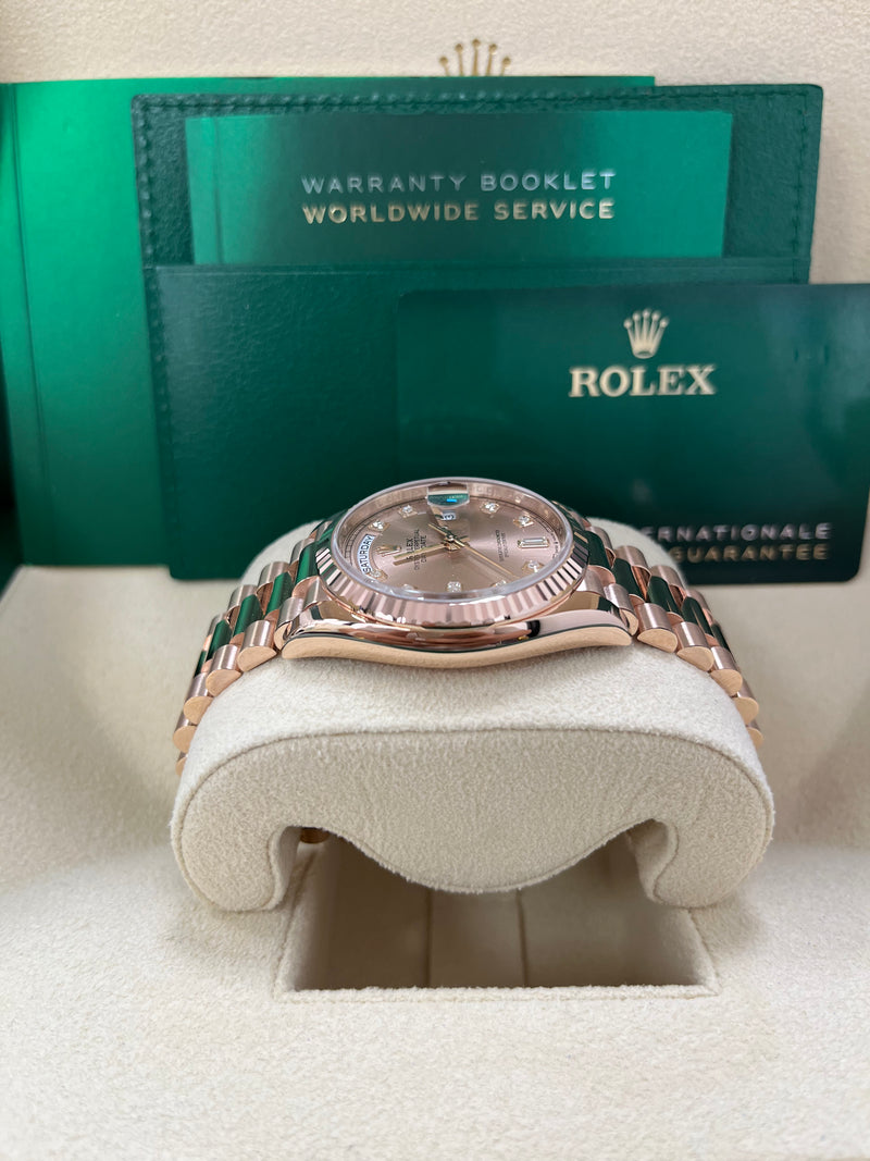 Rolex Day-Date 36 Everose Gold Day-Date 36 Watch - Fluted Bezel - Rosé Diamond Dial - President 128235
