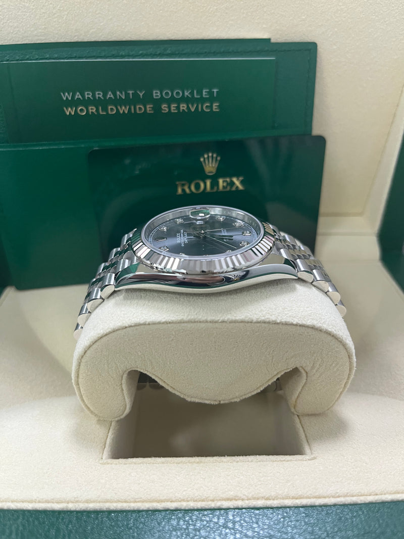 Rolex Datejust 41 18K White Gold Steel Dark Rhodium Diamond