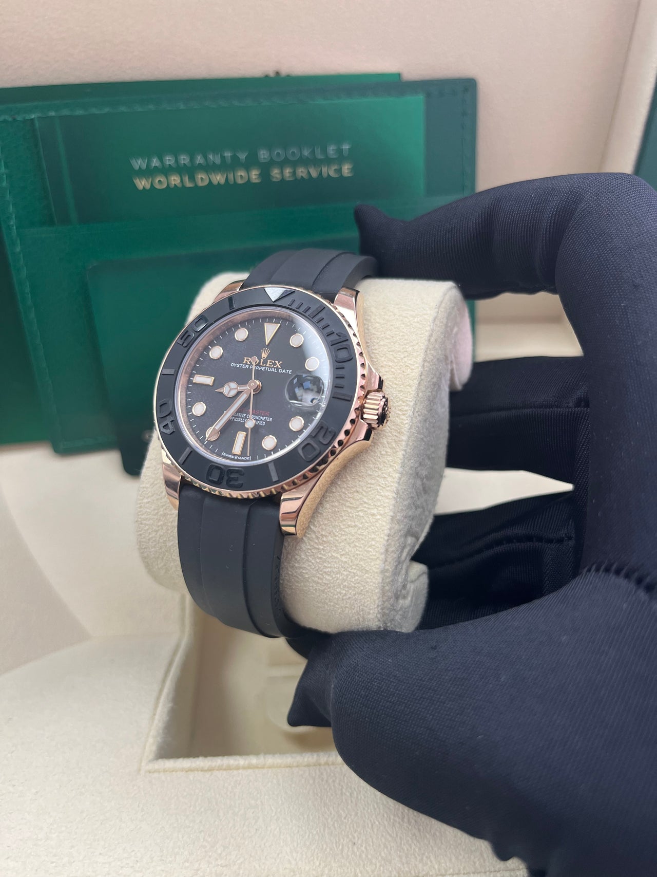 Rolex Yacht-Master 37mm Rose Gold - Black Dial - Oysterflex Strap (Ref# 268655)