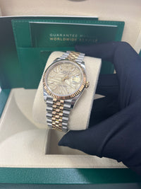 Thumbnail for Rolex Datejust 36mm Steel and Yellow Gold  Fluted Palm Dial Jubilee Bracelet (Ref# 126233)