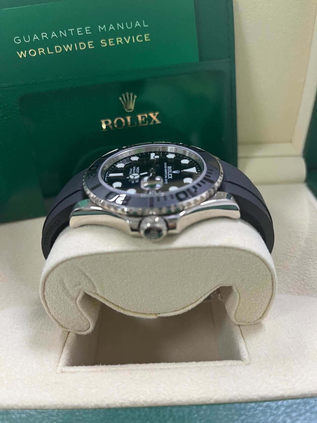 Rolex White Gold Yacht-Master 42 Watch - Black Dial - Oysterflex Strap (Ref # 226659)