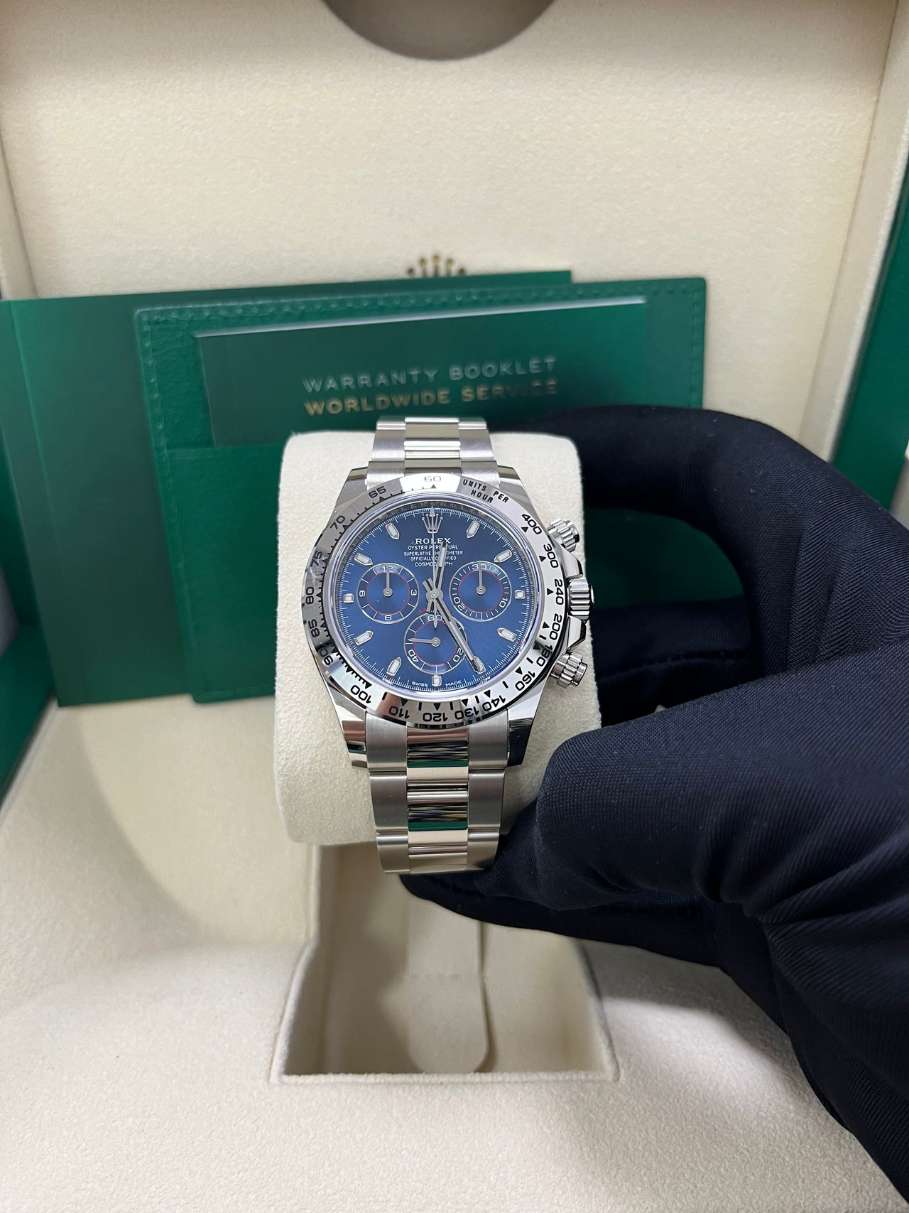 Rolex Daytona White Gold Cosmograph 40 Watch - Blue Index Dial (Ref# 116509)