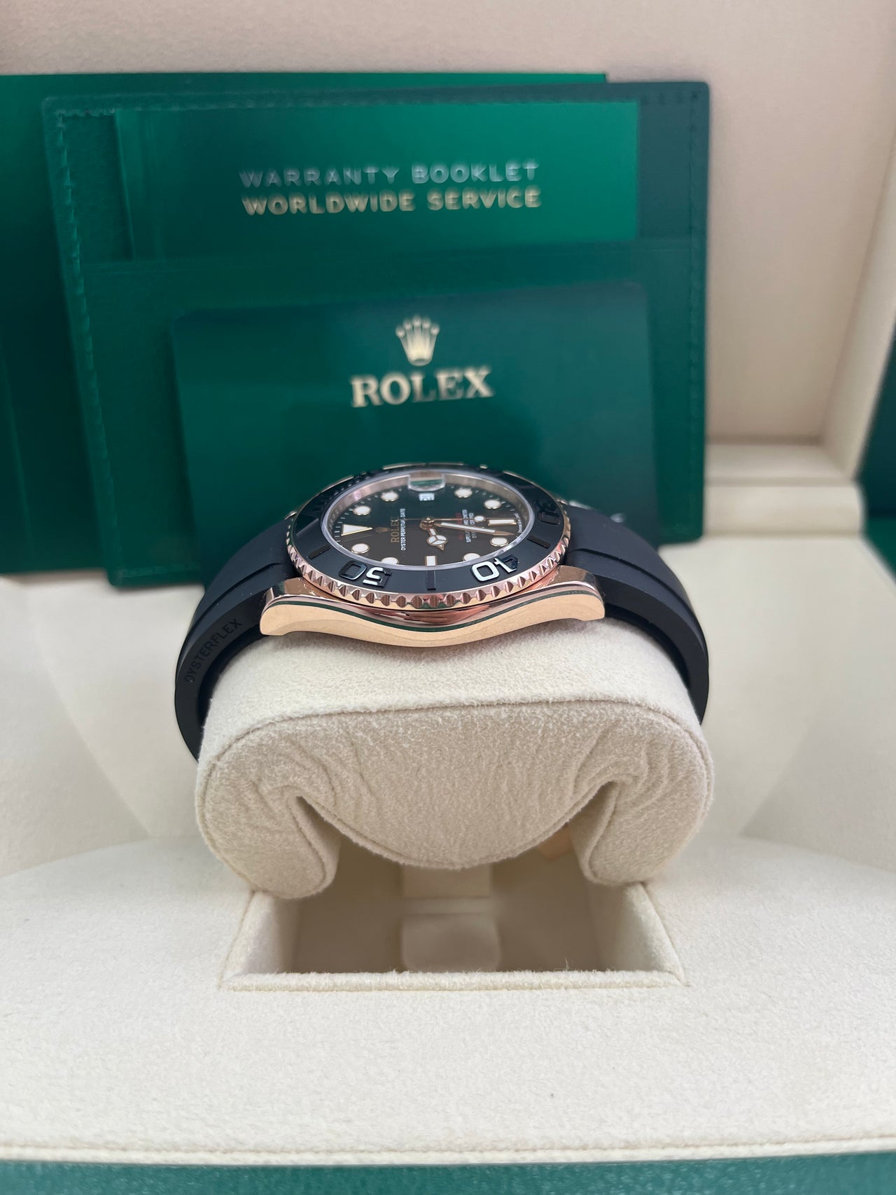 Rolex Yacht-Master 37mm Rose Gold - Black Dial - Oysterflex Strap (Ref# 268655)