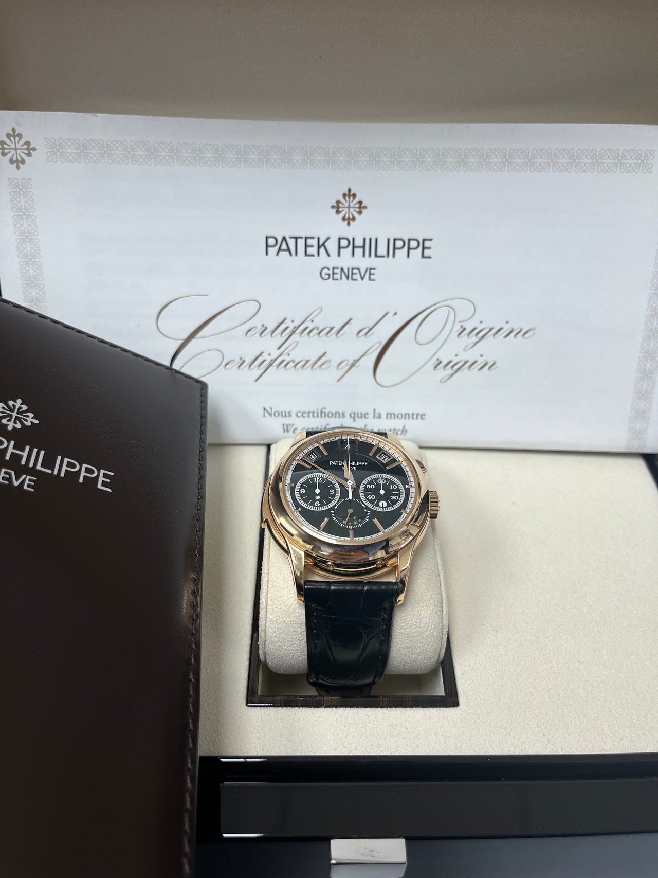 Patek Philippe Grand Complications submodel Rose Gold Black Dial 5208R 001