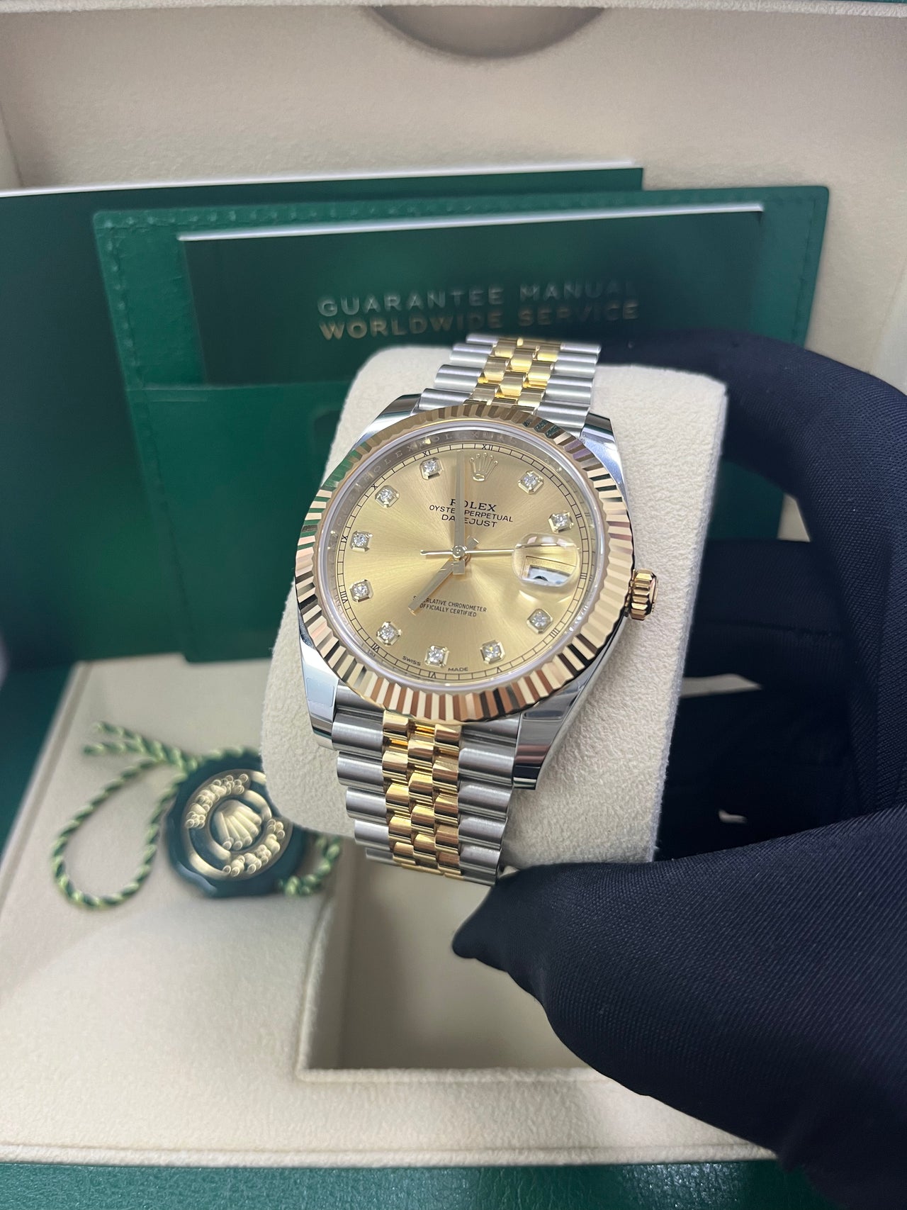 Rolex Datejust 41 Champagne Diamond Dial Steel & Yellow Gold 126333