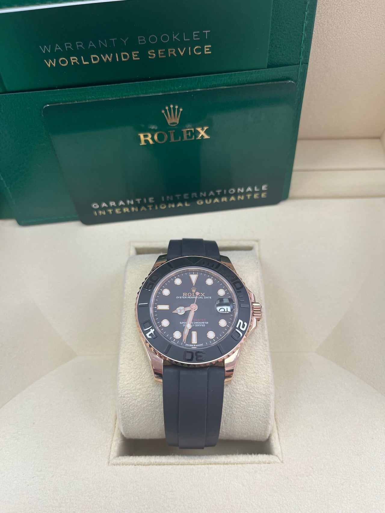 Rolex Yacht-Master 37mm Rose Gold - Black Dial - Oysterflex Strap (Ref# 268655)