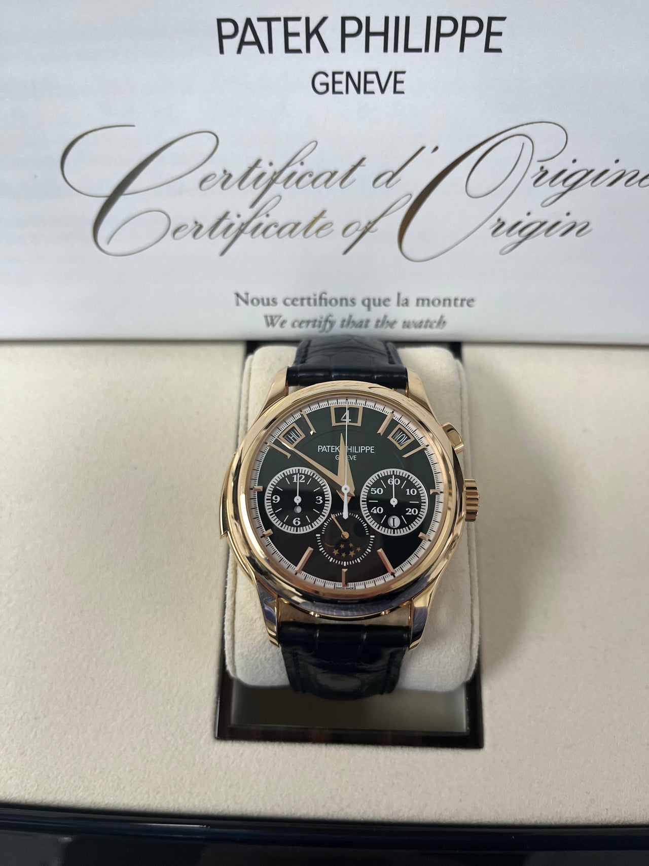 Patek Philippe Grand Complications (submodel) Rose Gold Black Dial 5208R-001