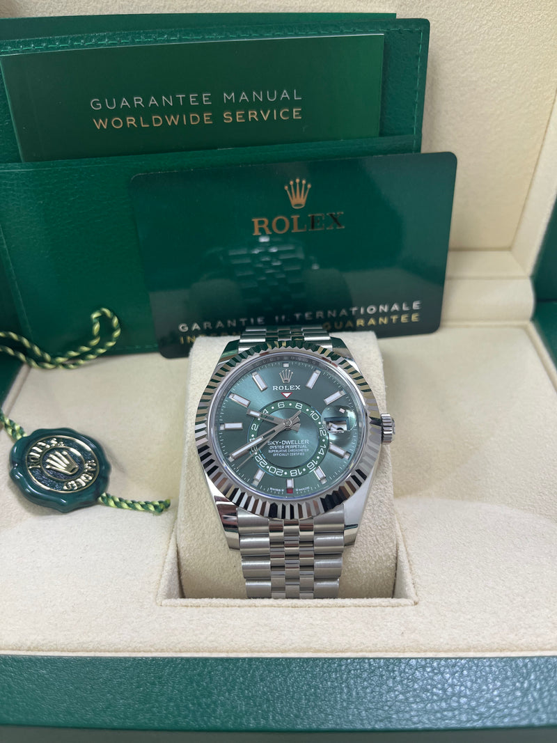 Rolex Sky Dweller Mint Green Index Dial Jubilee Bracelet 336934